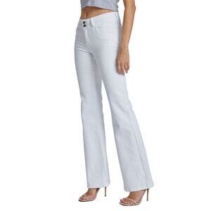 Size 9 Cello White Mid-Rise Flare Jeans - Style WV38728WHT-1 - Denim